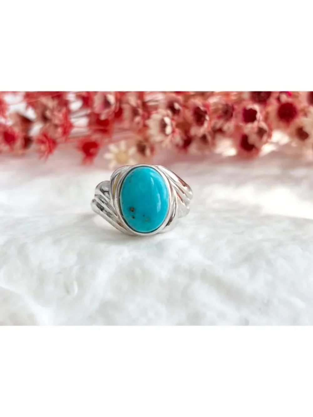 Sleeping Beauty Turquoise Stone Sterling Silver 925 Vintage Ring - sz 11.25